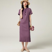 限尺码：ZLM 紫澜门 夏款新中式短袖薄款透气长裙连衣裙