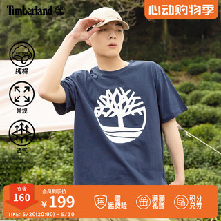 Timberland 官方男装短袖T恤春夏新款户外透气休闲印花A6281/深宝石蓝