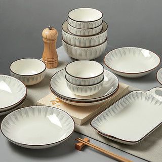日式陶瓷餐具碗碟套装家用2024简约现代乔迁碗筷高级感碗盘子