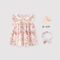BALIPIG 巴厘小猪 女童公主裙可爱甜美婴幼儿裙子儿童中国风夏季无袖薄款宝宝连衣