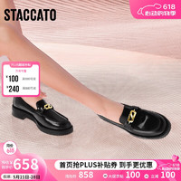 STACCATO 思加图 春季乐福鞋单鞋女皮鞋EFF24AA3 黑色 34