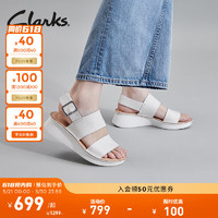 Clarks 其乐 微尔希系列女鞋2023夏舒适一字带厚底沙滩凉鞋女 白色261708244 40