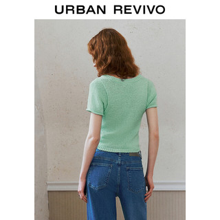 UR2024夏季女装都市休闲简约肌理感短袖针织衫UWU940114 浅绿 XS