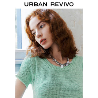UR2024夏季女装都市休闲简约肌理感短袖针织衫UWU940114 浅绿 XS