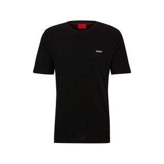 雨果博斯（HUGO BOSS）男款徽标印花运动休闲圆领短袖T恤50466158001 黑色 XL