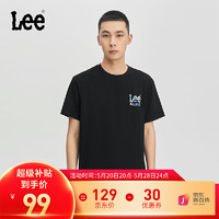 Lee 24春夏新品圆领logo字母印花图案男女同款短袖T恤潮LMT0081214LE 黑色(字母图案） L