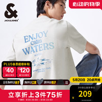 杰克·琼斯（JACK&JONES）夏季男士宽松贴袋字母刺绣休闲时尚印花短袖T恤男装224201170 G01石灰花灰 常规 G01石灰花灰 165/88A/XS