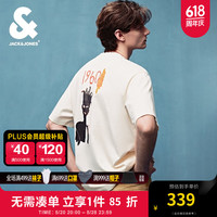 杰克·琼斯（JACK&JONES）BSQ联名夏季字母刺绣图案胶印圆领宽松短袖T恤男装224201224 A01 古瓷色1 175/96A/M