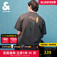 杰克·琼斯（JACK&JONES）BSQ联名夏季字母刺绣图案胶印圆领宽松短袖T恤男装224201224 E09巧克力棕色 常规 165/88A/XS