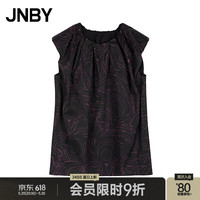 江南布衣 JNBY24夏衬衫圆领无袖H型女5O5213970 949/红黑系组合 M