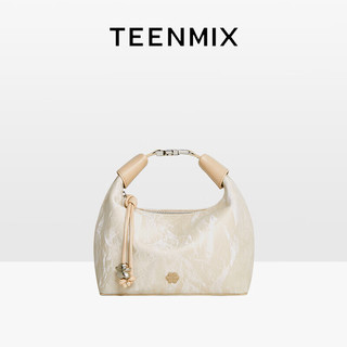 TEENMIX 天美意 女包牛皮饭盒包新中式手提包女士气质牛角包大容量斜挎包单肩包女