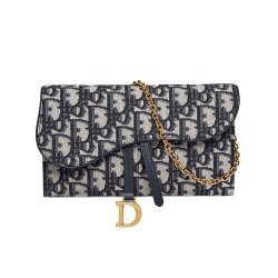 dior迪奥欧洲直邮dior迪奥saddle系列蓝色老花刺绣帆布三合一马鞍单肩