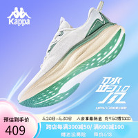KAPPA卡帕女鞋透气网面鞋子女2024夏季运动单鞋女休闲跑鞋老爹鞋 经典白/绿色 40
