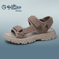 金利来（goldlion）凉鞋男24夏季透气户外鞋舒适轻便沙滩鞋G542420317FFF卡其色37