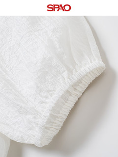 SPAO韩国同款2024年夏季女士甜美泡泡袖短袖雪纺衫SPBWE25W06 米色 165/88A/M
