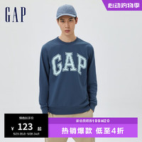 Gap 盖璞 男女装LOGO美式复古圆领套头卫衣561835字母运动上衣 深蓝色 175/92A(S)