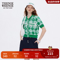 TEENIE WEENIE 小熊夏季新款清新格纹翻领短袖毛衣针织衫女 撞色 165/M