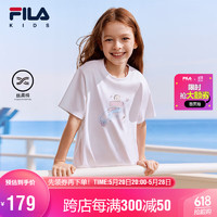 FILA 斐乐 儿童童装2024夏季中大童男女童短袖星球T恤休闲上衣