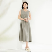 佐丹奴裙子女装压褶梭织圆领无袖背心连衣裙 05464327 09标志黑 S