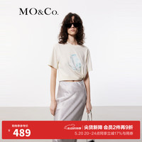 MO&Co.2024夏【抗菌防螨】趣味甜点印花短袖T恤MBD2TEET51 芦笋白色 M/165