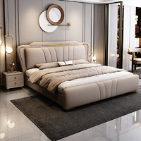 迪斯迈伦 真皮床 意式轻奢纳帕真皮双人大床2.0米主卧婚床现代简约软包床
