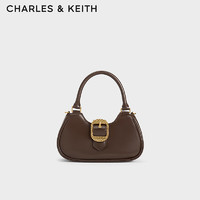 CHARLES&KEITH复古皮带饰扣手提包斜挎包女CK2-50671547 Dark Brown深棕色 S