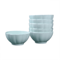 千屿 简约4个装个性南瓜碗家用日式陶瓷碗米饭碗可爱餐具可微波炉