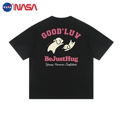 NASAOVER NASA美式趣味印花重磅纯棉短袖t恤男女夏季休闲宽松百搭半袖上衣