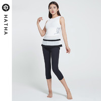 HATHA YOGA 哈他 流云新款瑜伽服套装中国风含胸垫跑步运动服白背心七分裤套装