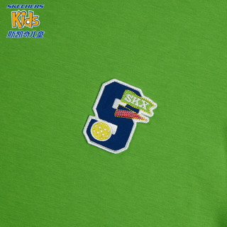 Skechers斯凯奇儿童短袖T恤夏季男童运动百搭舒适上衣L224B037 果绿色/00P8 170cm