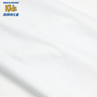 Skechers斯凯奇儿童短袖T恤夏季男童运动百搭舒适上衣L224B037 雪白色/00QF 140cm
