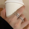 MOEFI 茉妃 素圈锆石金属开口戒指套装女小众设计感食指戒简约冷淡风指环 素圈锆石金属三件套