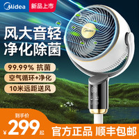 美的（Midea）轻音四季净化扇 智能语音循环扇 台式两用办公室落地式立式空气循环电风扇A 【智能语音控制+99.99%抗菌】极地白