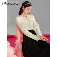 La·go·go 拉谷谷 Lagogo拉谷谷气质小香风蕾丝上衣2024春季新款设计感内搭打底衫女