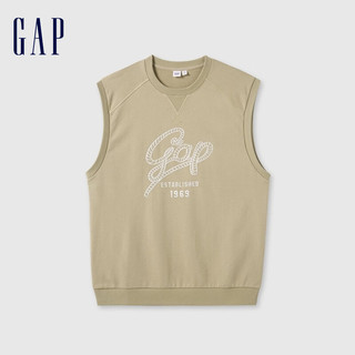 Gap男女装2024夏季法式圈织柔软字母logo无袖卫衣上衣465632 浅灰色 165/88A(S) 亚洲尺码