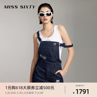 MISS SIXTY x Keith Haring 跨界合作系列2024夏季牛仔背带裙 深蓝 XS