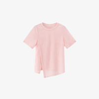 Basic House/百家好夏季圆领纯色短袖白色女士T恤-B0624B5A702 粉色 L125-140斤