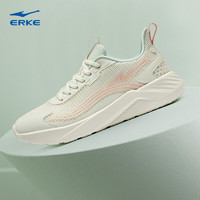 ERKE 鸿星尔克 女鞋轻便舒适运动跑步鞋网面透气旅游跑鞋子 橡芽白/颜粉 39