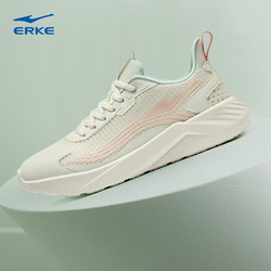 ERKE 鸿星尔克 女鞋轻便舒适运动跑步鞋网面透气旅游跑鞋子 橡芽白/颜粉 39