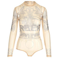 BURBERRY 博柏利 女士徽标印花薄纱长袖连体衣