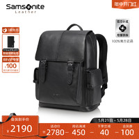 Samsonite 新秀丽 双肩包男士牛皮革旅行背包大容量电脑包高端商务书包 NR7