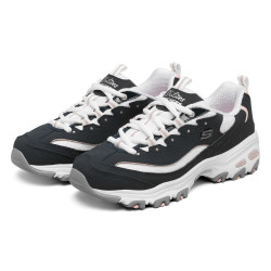skechers斯凯奇女鞋复古老爹鞋小白鞋子蕾丝厚底运动鞋黑色粉色nvw37