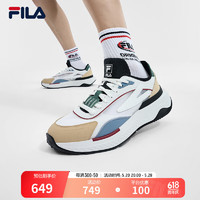FILA 斐乐 男鞋PIONIERE摩登运动鞋2024夏季休闲鞋跑步鞋 明亮白/米黄色-BB 41