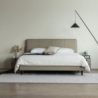 趣享意家 现代简约意式轻奢真皮软床 灰色床头柜（15天发货） 实木床头柜