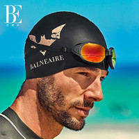 BALNEAIRE 范德安 BE范德安硅胶泳帽男女款时尚印花护耳大号长发不勒头游泳专用装备