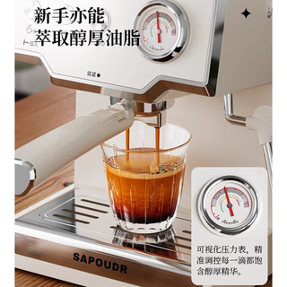 赛普达 EC25家用半自动意式小型蒸汽打奶泡一体浓缩咖啡机20Bar半自动带压力表显示咖啡机 石墨灰