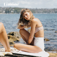 Limone 2022春季新款方领复古高腰高叉分体比基尼三点式聚拢度假泳