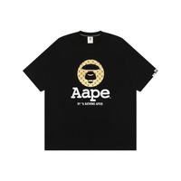 Aape 男士烫金老花猿颜印花潮流休闲短袖T恤 1446XXM 黑色 S