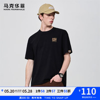 马克华菲【虎头刺绣】短袖T恤男2024春夏新款休闲百搭潮流印花半袖T恤衫 001黑色