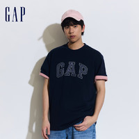 Gap 盖璞 男女装2024夏季新款纯棉字母logo圆领短袖T恤百搭上衣892185 海军蓝 175/96A(L)亚洲尺码